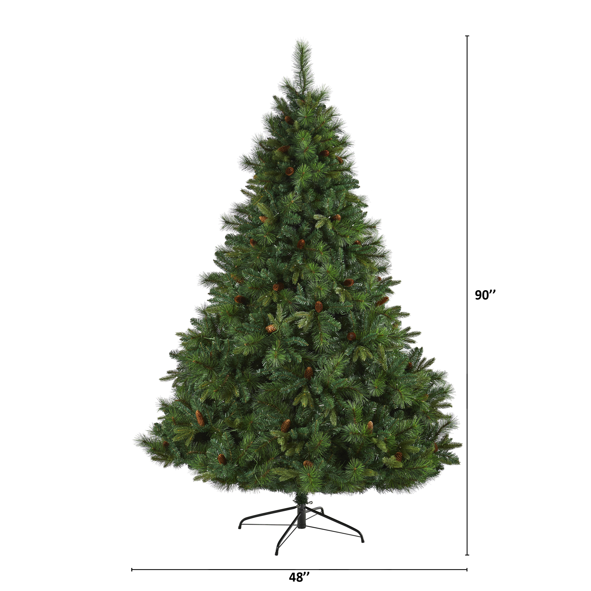Nearly Natural Clear Prelit 600 LED Green Holiday Mixed Pine Artificial Christmas Tree, 7.5'