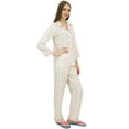 thumbnail image 3 of Bimba Printed Off-White Button-Down Shirt With Elastic Waist Pajama Pants-4, 3 of 5
