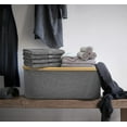 thumbnail image 4 of Gray collapsible laundry basket ideal as collapsible storage basket natural bamboo fabric collapsible basket storage collapsible laundry bin flat laundry basket, 4 of 5