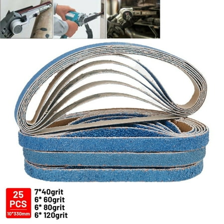 

BAMILL 25pcs 10mm Air Finger Zirconium Sander Sanding Belts 330*10mm 40/60/80/120grit