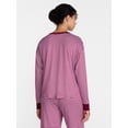 thumbnail image 4 of Joyspun Women's Cozy Lounge Collection Hacci Long Sleeve Henley Sleep Top, Sizes XS to 3X, 4 of 6