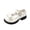 White, variant on Abomasnow Girls Patent PU Pleated Bow Metal Buckle Strap Low Heel Dress Shoes Casual Lightweight Wedding Party Shoes