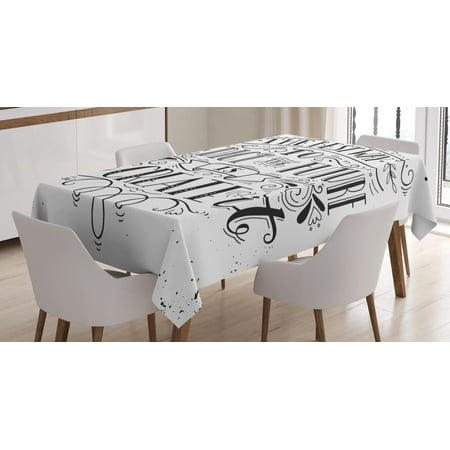 Inspirational Tablecloth, Calligraphy Font of the Best Way to Predict Future is to Create It Quote, Rectangular Table Cover for Dining Room Kitchen, 60 X 90 Inches, Black and White, by (Best Way To Degrease Kitchen)