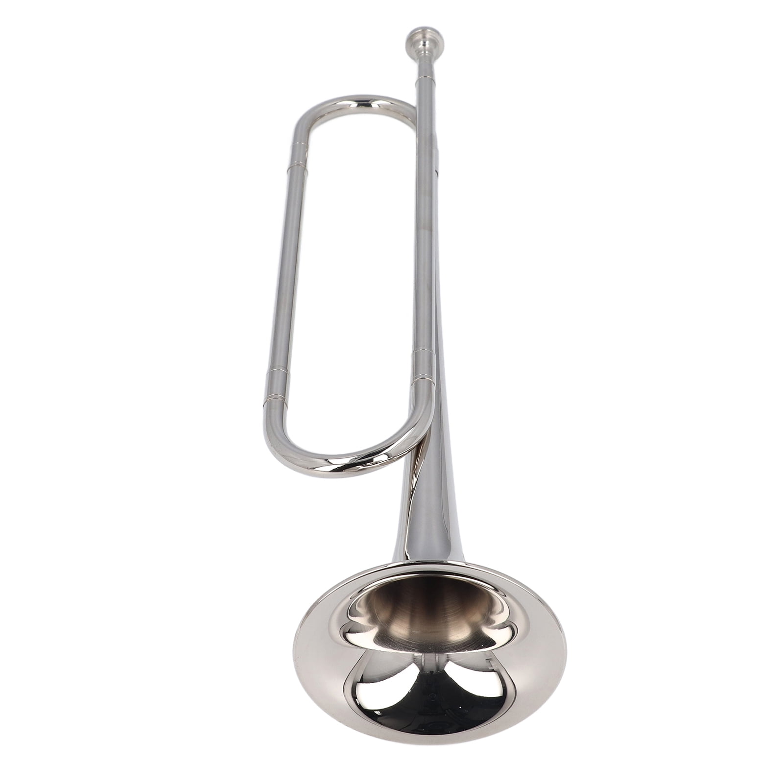 BIMZUC Bugle Horn Instrument Brass Cavalry Trumpet for Military Orchestra BB Key Silver 22.44 inches