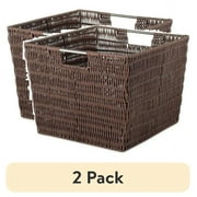 (2 pack) Whitmor Rattique Storage Tote Basket - Java - 13 x 15 x 9.8
