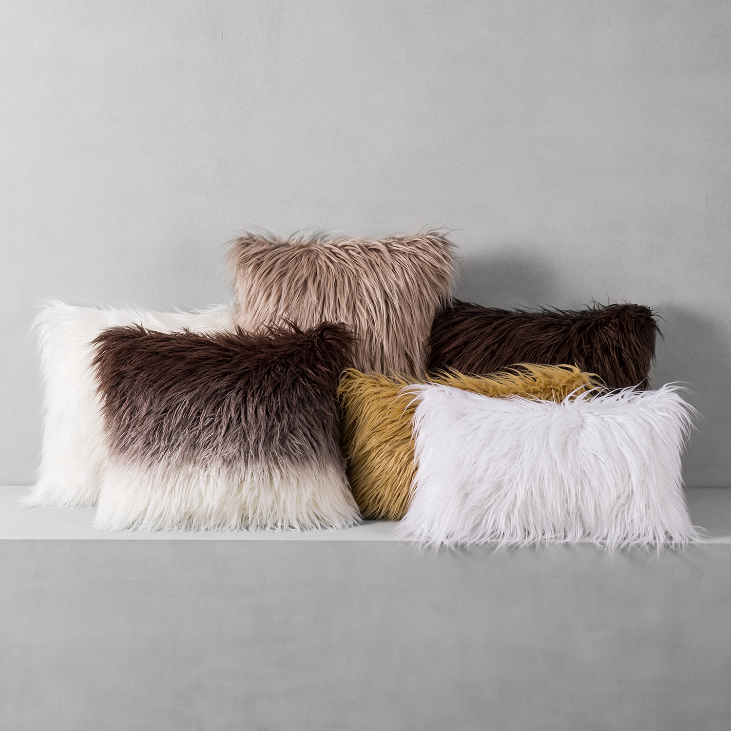 Phantoscope Mongolian Faux Fur Square Pillow, Navy, 2-Pack photo 2