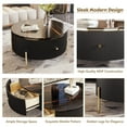 thumbnail image 5 of Round Coffee Table with 2 Large Drawers,Modern Circular Accent Table with Marble Pattern Desktop,Cocktail Table Sofa Table with Golden Metal Legs,Suitable for Living Room and Office, 5 of 9
