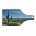 thumbnail image 1 of Saguaro Cutting Board, Big Cactus on the Valley over Bartlett Lake in Desert Shallow Root Nature Image, Tempered Glass Cutting and Serving Board, Wine Bottle Shape, Blue Green, by Ambesonne, 1 of 1