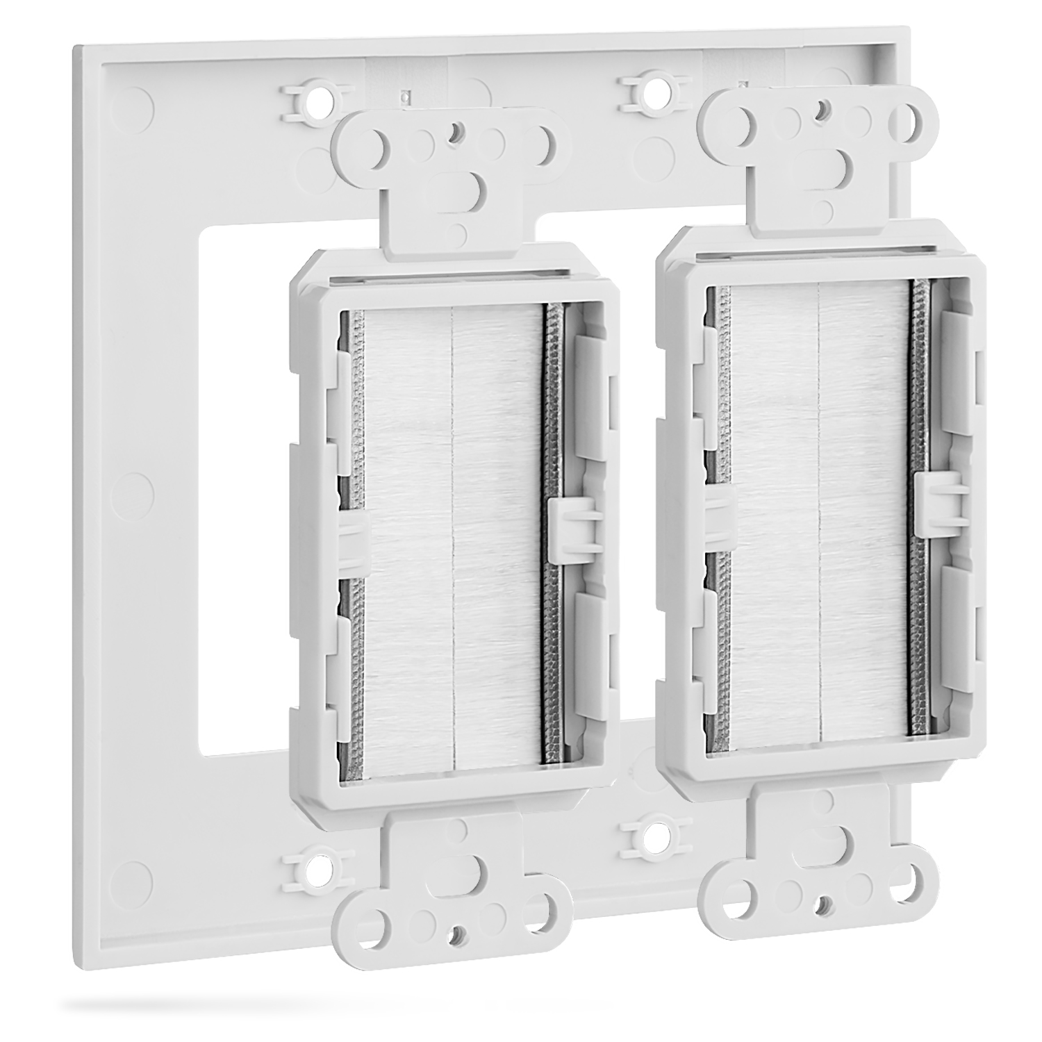 Fosmon 2-Gang Wall Plate, Brush Style Opening Passthrough Low Voltage Cable Plate in-Wall Installation for Speaker Wires, Coaxial Cables, HDMI Cables, or Network/Phone Cables - image 4 of 8