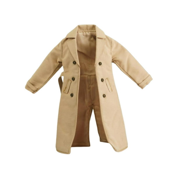1/12 Male Female Trench Coat Handmade Doll Clothes for 6in Figures Dress up  Khaki 