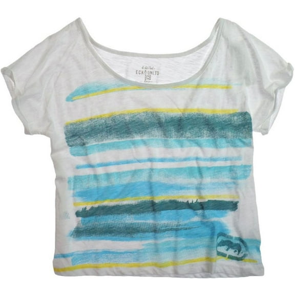 Ecko Unltd. Womens Open Neck Painted Stripe Graphic T-Shirt, Blue, Large