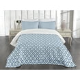 thumbnail image 3 of Ambesonne Ikat Quilted Bedspread Set 3 Pcs, Aquatic Geometric Ovals, Queen Size, Blue Beige White, 3 of 5