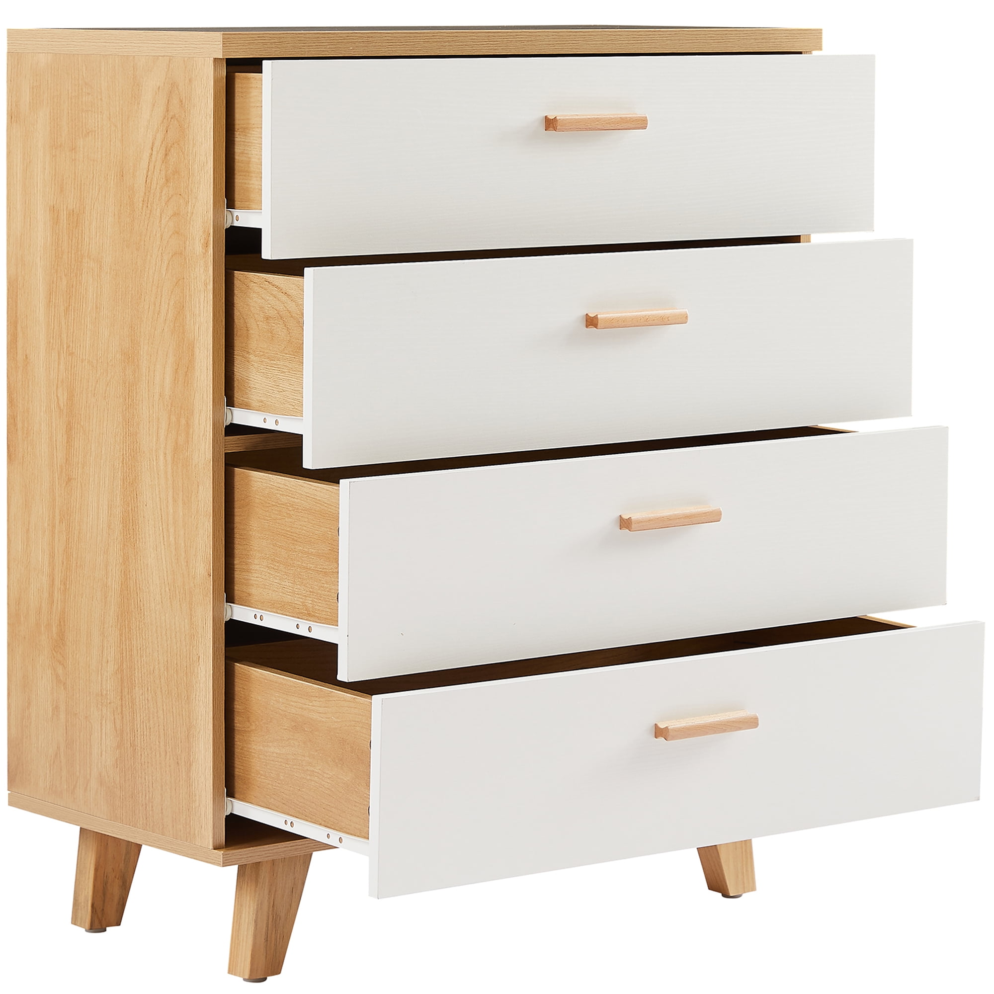 Modern 4Drawer Dresser Storage Wood Dresser with EasyPull