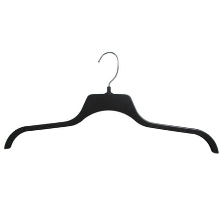 Hanger Central Recycled Black Heavy Duty Plastic Non Slip Sweater Hangers with Polished Metal Swivel Hooks, 17 Inch, 10 Set