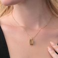 thumbnail image 4 of Gem Stone King 18K Yellow Gold Plated Silver Brown Tiger Eye and White Moissanite Pendant Necklace for Women (6.52 Cttw, Gemstone Birthstone, Emerald Cut 14X10MM, with 18 inch Silver Chain), 4 of 4