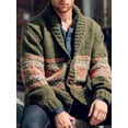 thumbnail image 3 of KelaJuan Men's Autumn Slim Knit Cardigan, Graphic Print Long Sleeve Turn Down Collar Sweater Button Down Jacket, 3 of 5