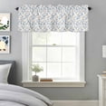 thumbnail image 3 of Curtain Valance for Windows, Country Flower Leaf Seamless Kitchen Valances Rod Pocket Short Curtains, Blue Beige Floral Plant Window Valance for Bedroom Bathroom Living room 42x12in, 3 of 9