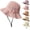 Pink, variant on Women's Crochet Bucket Hat with Flower Accent, Foldable Breathable Summer Wide Brim Sun Hat, Lightweight and Adjustable