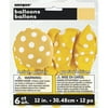 12" Latex Sunflower Yellow Polka Dot Balloons, 6ct