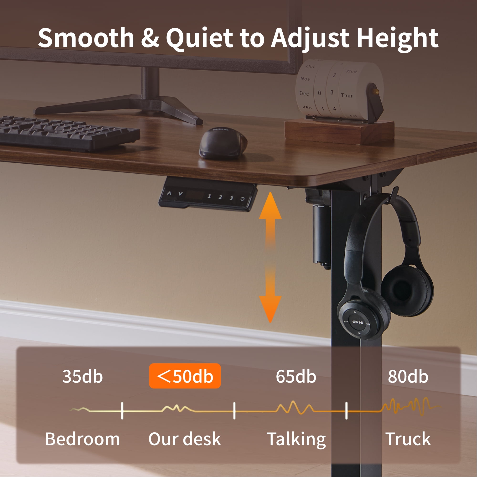 Tricora Electric Standing Desk, 48x 24 Inches Height Adjustable Desk, Sit and Stand Up, Ergonomic Rising Computer Table with Memory Preset, Dark Walnut