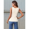 thumbnail image 5 of Women'S Summer Square Neck Casual Ribbed Knit Sleeveless Tank Top White M, 5 of 6