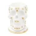 thumbnail image 2 of Portalápices de resina con forma de calavera para oficina, escritorio, almacenamiento de brochas de maquillaje blanco, 2 of 9