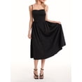 thumbnail image 3 of Vestido midi casual de verano para mujer, sin mangas, sin espalda, vestido de una línea de moda con bolsillos laterales de corte bajo,Black,L, 3 of 8