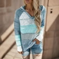 thumbnail image 2 of Fashion Casual Sweater Patchwork Blouse Tops Long Sleeves Women V Neck Hooded Women's Blouse, 2 of 5