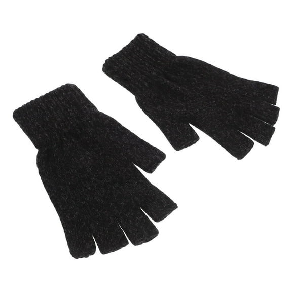 Minkissy 1 Pair Fingerless Men Gloves Dark Grey Wool Warm Windproof Breathable for Fishing Driving Outdoor Activities
