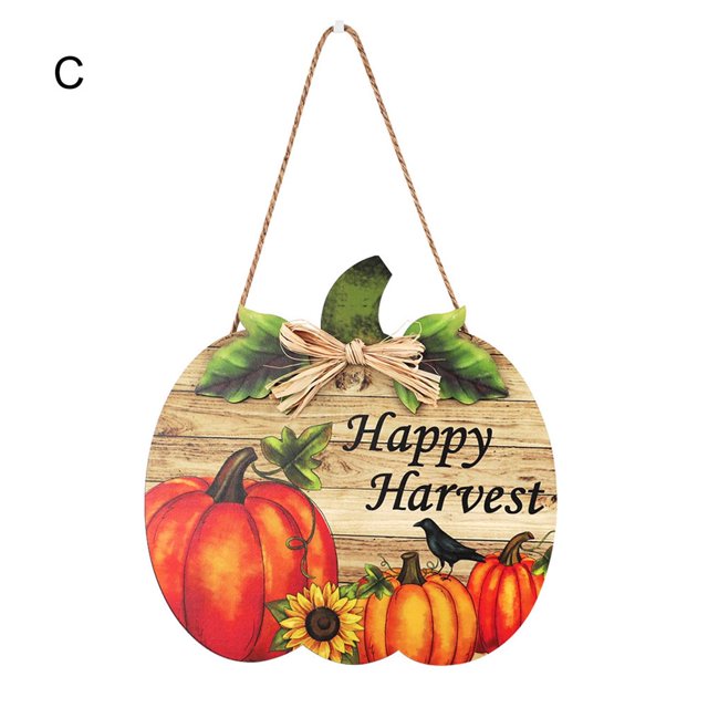 Space-saving Hanging Plaque Add Atmospheres Wood Pumpkin Shape Thanksgiving Sign Decoration for Home