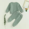 thumbnail image 6 of Bysome Toddler Girls Outfit Set Daddys Baby Fall Winter Outfit Sweatshirt Pants Jumper Sweatpants Suit Long Sleeve Crew Neck Cute Print Girl 2 Pieces Clothes Set Green Size 2-3 Years, 6 of 7