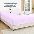 thumbnail image 2 of Twin Size Zippered Closure Fitted Sheet (39" x 75"), 1-Piece Bottom Sheet, 800 Thread Count 100% Egyptian Cotton, Fits Up to 15" Deep Mattress, Color Lavender Solid, 2 of 6