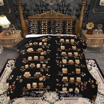 Homewish Cartoon Cute Owl Bedding Comforter Set for Teen, Kawaii Cartoon Animal Twin Comforter Sets, Leaf Plant Botanical Reversible Bedding Set, Microfiber Bedroom Decor, 2 Pieces