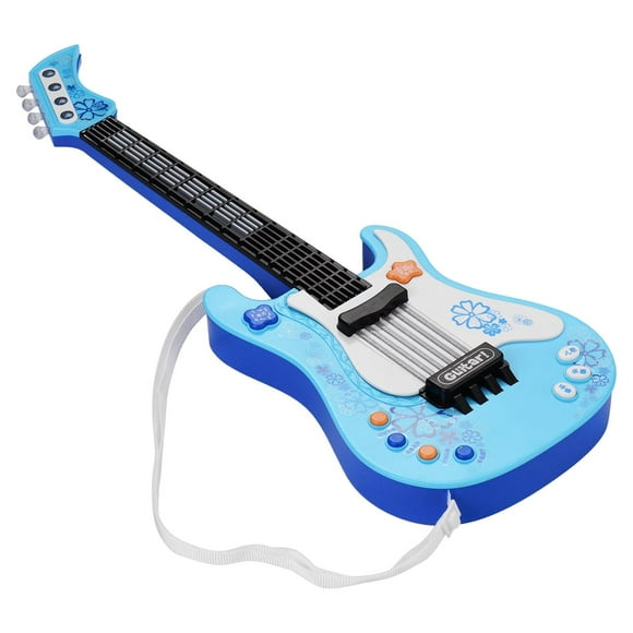 Petite Guitare pour Enfants avec Lumières et Sons Rythmés Instruments de Musique Éducatifs Amusants Guitare Électrique Jouet pour Tout-Petits Enfants Garçons et Filles Bleu