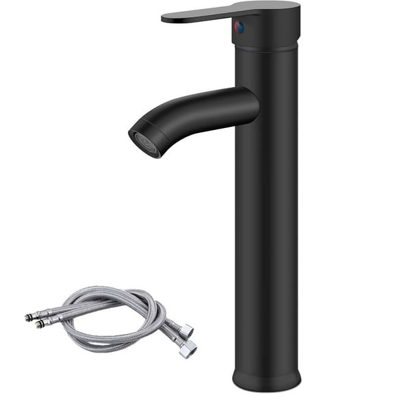 Mistaha Robinet de Lavabo de Salle de Bain à une Poignée, Noir Mat, Mitigeur de Meuble-Lavabo, Bec Haut, Trou Unique