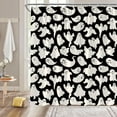 thumbnail image 2 of Halloween Ghost Shower Curtain Black White Spooky Gothic Cartoon Funny Scary Festival Fabric Curtain with Hooks for Bathroom Decor,70x70 Inch, 2 of 6