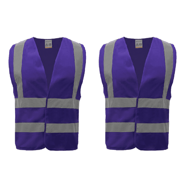 TOPTIE Purple High Visibility Safety Vest with Hoop & Loop, Reflective Stripes Across Chest