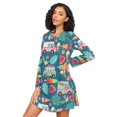 thumbnail image 3 of FORMRS Womens Long Sleeve Nightgowns Crew Neck Sleep Shirt Soft Pajamas Sizes S-3XL, Green Cartoon Truck Pattern, 3 of 8