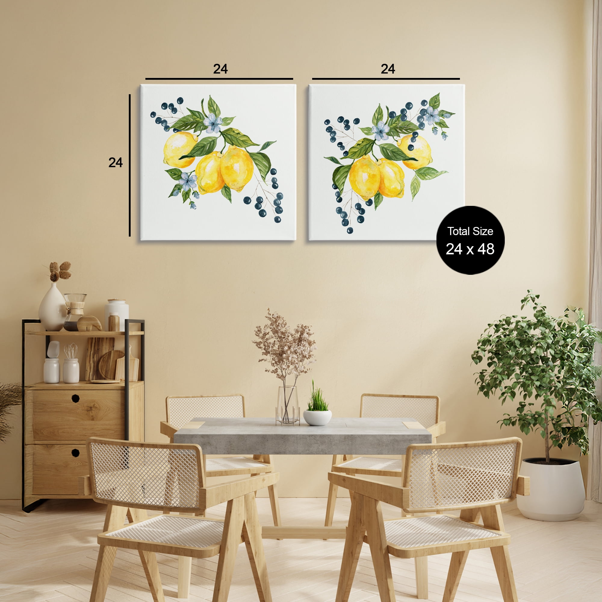 Stupell Industries Citrus & Berries Cluster 2 Piece Canvas Wall Art Set, design by Livi Finn