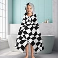 thumbnail image 6 of Black and White Wavy Checkerboard Pattern Hooded Bath Towel，60"x35" for Ages 3 To 12 Kids, Quick Dry Lightweight Soft Microfiber Hood Beach Towel Cover Up for Kids, 6 of 7