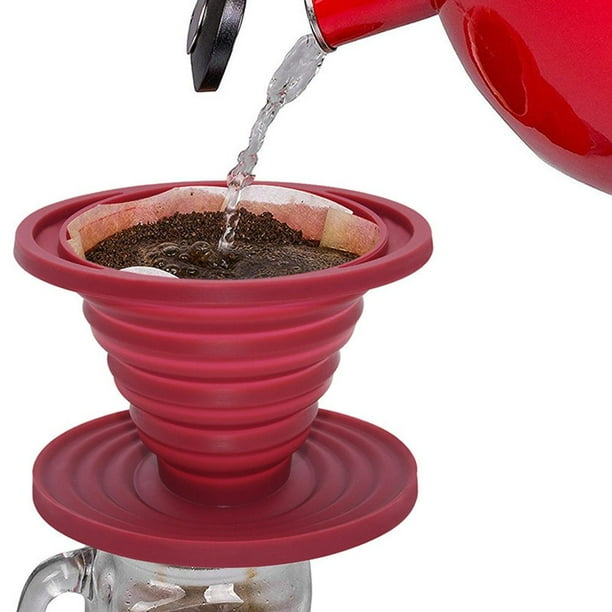 Filtro de goteo de café de silicona Taza de goteo de cono reutilizable Verter manual plegable