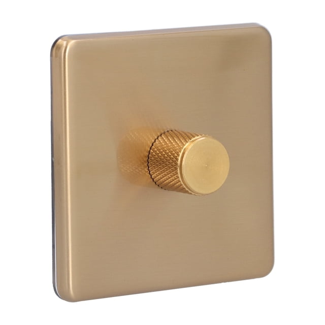 Elegante interruptor de luz con regulador de intensidad de latón cepillado, resistente a rayones y duradero, control de iluminación monocromático de 220 V CA para uso doméstico, fácil instalación y