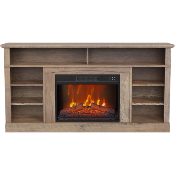 EastVita Electric Fireplace with Mantel,Fireplace TV Stand for TVs Up to 58 Inch with 23" Electric Fireplace Remote Control,3 Levels of Brightness & Timer,Fire Place TV Stands