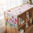 thumbnail image 6 of Table Runners 70 Inches Long Dress Scarves, Tulips Spring Floral Farmhouse Coffee/Dining/Kitchen Table Decor, Holiday Table Runner, Pink Plaid Flowers Butterfly Pastoral 13x70 Inch, 6 of 9