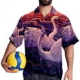thumbnail image 4 of Swan Men's Short Sleeve Poplin Shirt, Casual Printed Button Down, Summer Beach Hawaiian Shirts, Unisex, 4 of 6