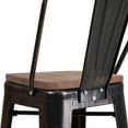 thumbnail image 6 of Flash Furniture 30" High Black-Antique Gold Metal Barstool with Back and Wood Seat, 6 of 11