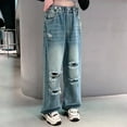 thumbnail image 6 of THJRPQJFD Girls Jeans Size 14-16 Ripped Jeans for Teens Jeans Girls 10-12 Black Pants Boys Toddler Boy Winter Clothes 24 Month Boy Clothes Girls, Light Blue 10-11 Years, 6 of 8