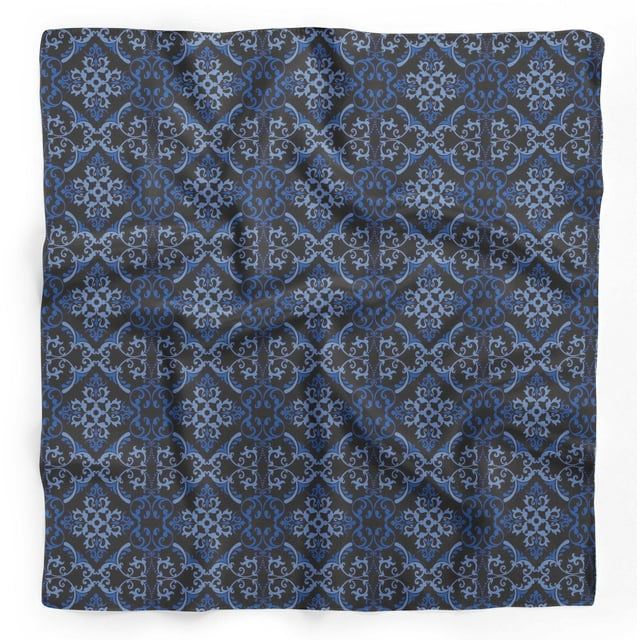 Bimba Black Vector Design Damask Pure Silk Printed Head Bandanas Summer Neck Wrap Scarf 40 x 80 Inches