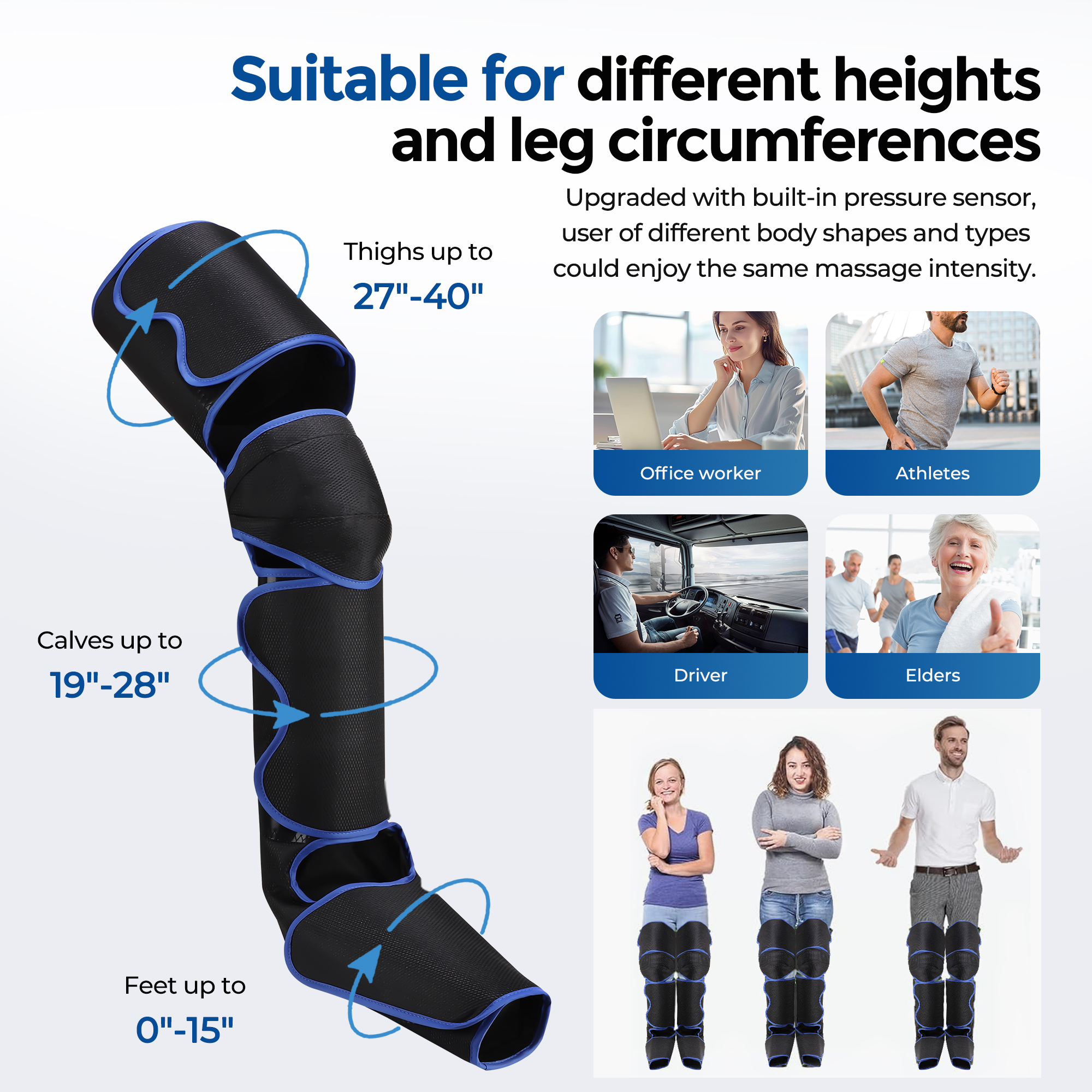 Leg Massager with Air Compression & Heat for Foot Calf Thigh, Upgrade Full Leg Wraps for Circulation, with 3 Modes 3 Intensities 2 Heat Levels for Muscle Fatigue, Compression Boots Machine
