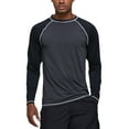 thumbnail image 2 of Tyhengta Men's Long Sleeve Swim Shirts Rashguard UPF 50+ UV Sun Protection Shirt Athletic Workout Running Hiking T-Shirt Swimwear CharcoalGray/Black S, 2 of 8